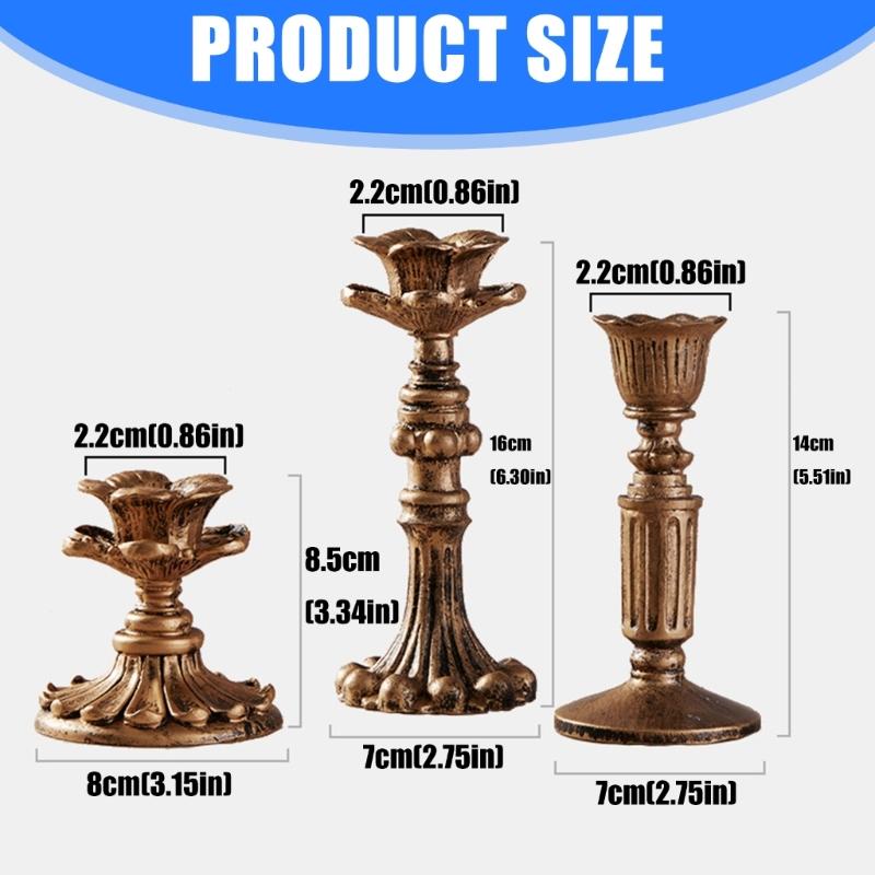 Retro Taper Candle Holders Copper Candlestick Holders for Home Dinning Table Centerpiece Wedding Holiday Party Chrismas