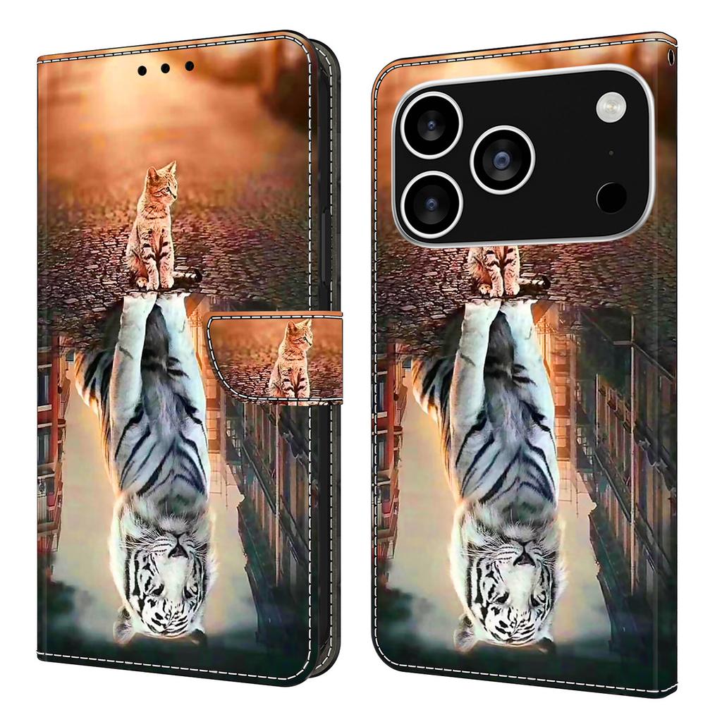 For iPhone 17 Pro Case Magnetic Clasp 3D Pattern Leather Wallet Phone Cover