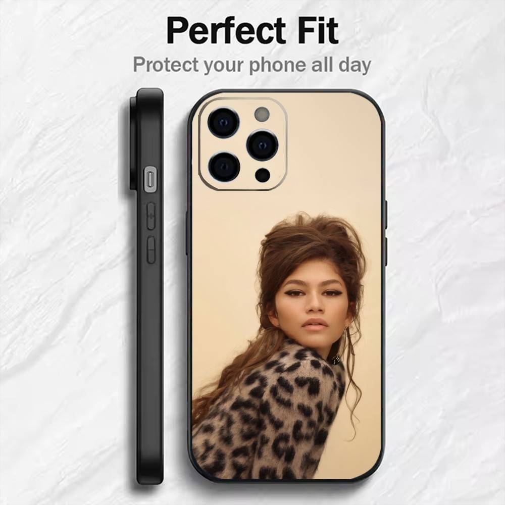 Z-Zendaya Euphoria Printing Phone Case For iPhone17,16,15,14,13,12 Plus,Max Soft Silicone Black Cover