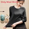 Laseer Tencel Wool Long Sleeve Womens Slim Fit Top With Round Neck For Casual Wear