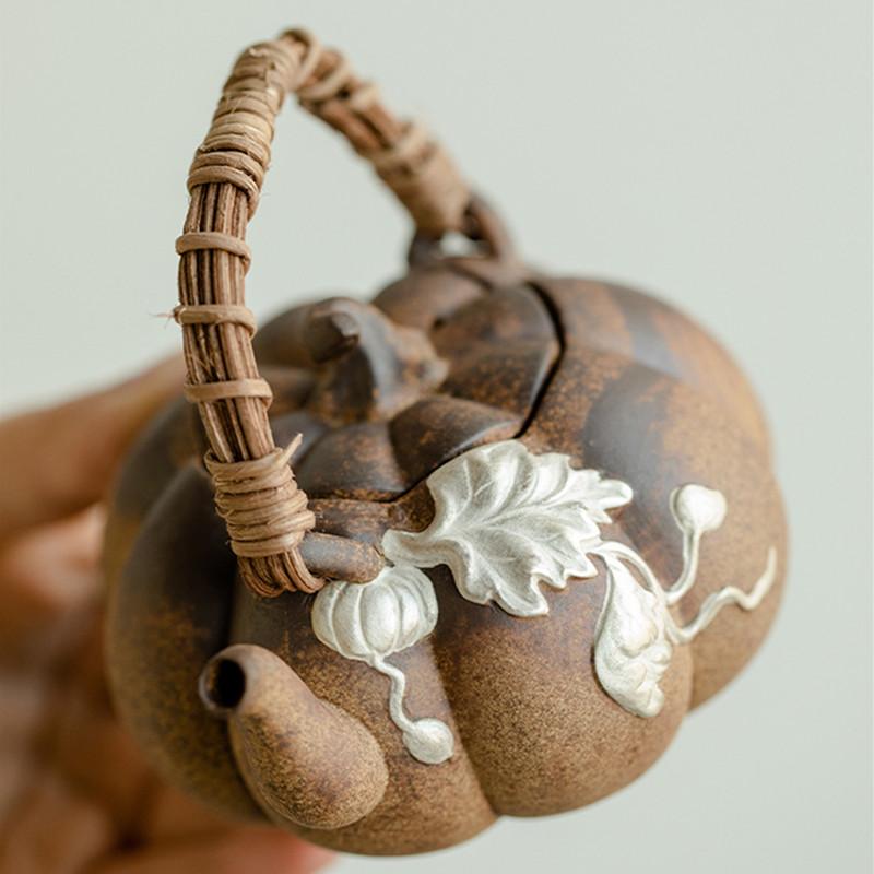 160ml Chinese High Grade Ceramic Teapot Handmade Pumpkin Tea Pot Beauty Tea Infuser Pottery Kettle Household Tea Set Teaware