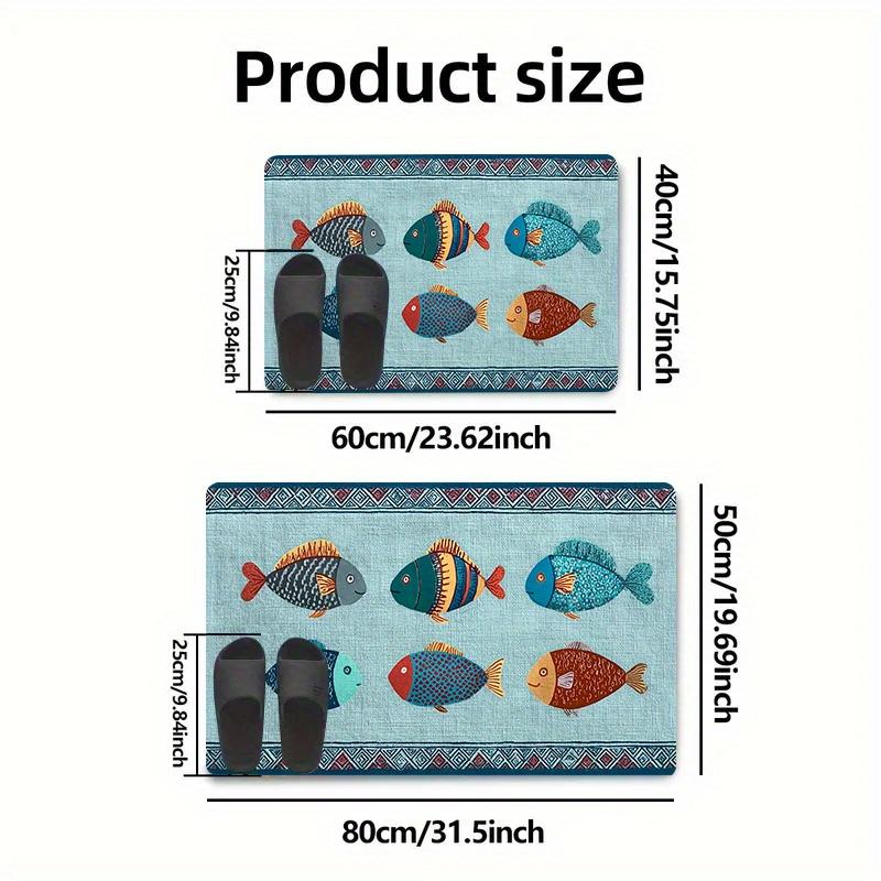 

Colorful Fish Pattern Anti Slip Bath Mat Soft Flannel Absorbent Rug for Bathroom Kitchen and Bedside Decor 40*60cm