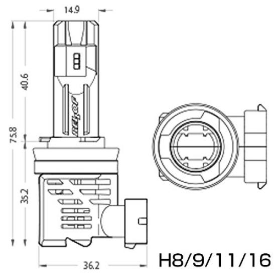 BELLOF Precious Ray Z DBA1923 LED Head Fog Halogen Equivalent Easy Installation & Bulbs, H8/H9/H11/H16, 4500K, Compact, Size, 3600lm,