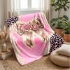 Pink Roses and Bows on Stripes Theme blanket Lightweight Warm Flannel Blanket Decorative Throw Blanket for Home Decoration