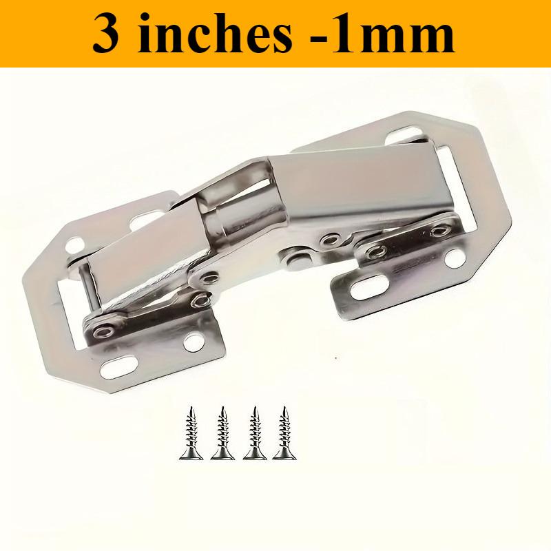 

90-градусные стальные петли для шкафов, не требующие сверления отверстий, гидравлический амортизатор, петли для кухонных шкафов, мебельная фурнитура 3 in -1mm-1PC+4 screw
