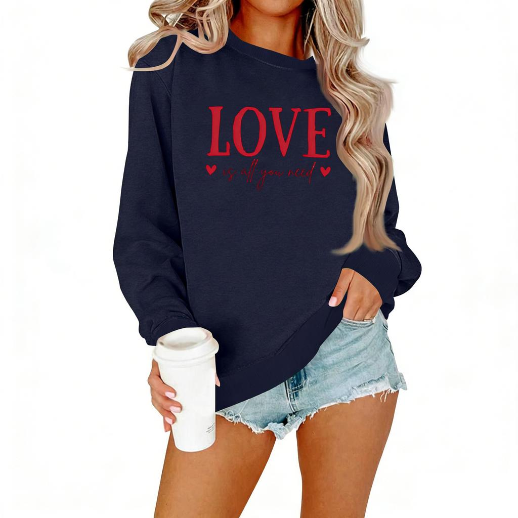 Ladies' Casual Women's Printed Round Neck Pullover Hoodie
