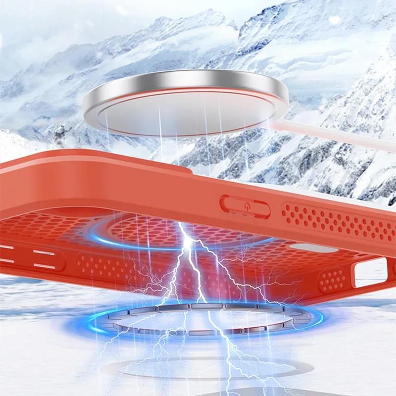Kühlende Wärmeableitung Telefonhülle für iPhone 16 15 14 13 12 11 Pro Max Plus Atmungsaktive harte Rückseite Magnetabdeckung für Magsafe