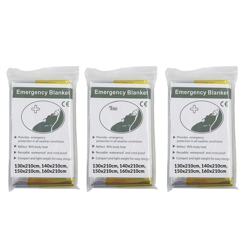 1/3/5Pcs Emergency Blanket Outdoor Survival First Aid Kit Windproof Insulation Lifesaving Pet Foil Thermal Military Rescue Blank