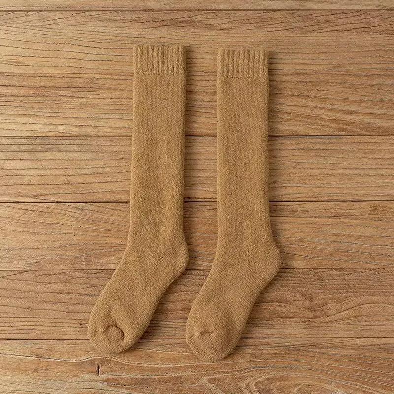 1 Pair Winter Thick Warm Knee-High Men'S Wool Socks Men'S Merino Calf Socks Casual Cashmere Terry Socks Fashion Stockings Men