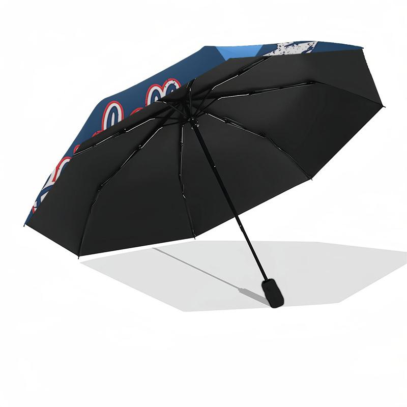 Baseball League Auto Open Close Umbrella - Portable Tri-Fold Design with 8-Bone Iron Frame, Perfect for Fans, Travelers, Daily Use, and Fest