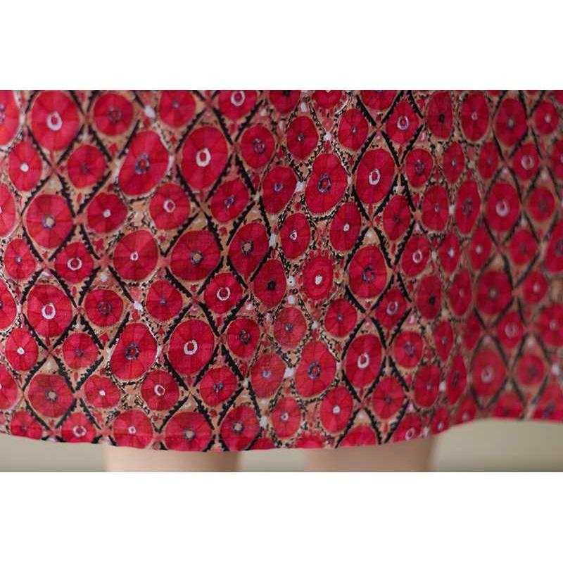 Ancient Red Small Copper Literary Loose Casual Dress Women