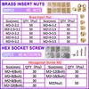 M2 M3 M4 Brass Hot Melt Knurled Injection Embedded Insert Nuts 304 Stainless Steel Head Hex Socket Cap Set Bolt Assortment Kit