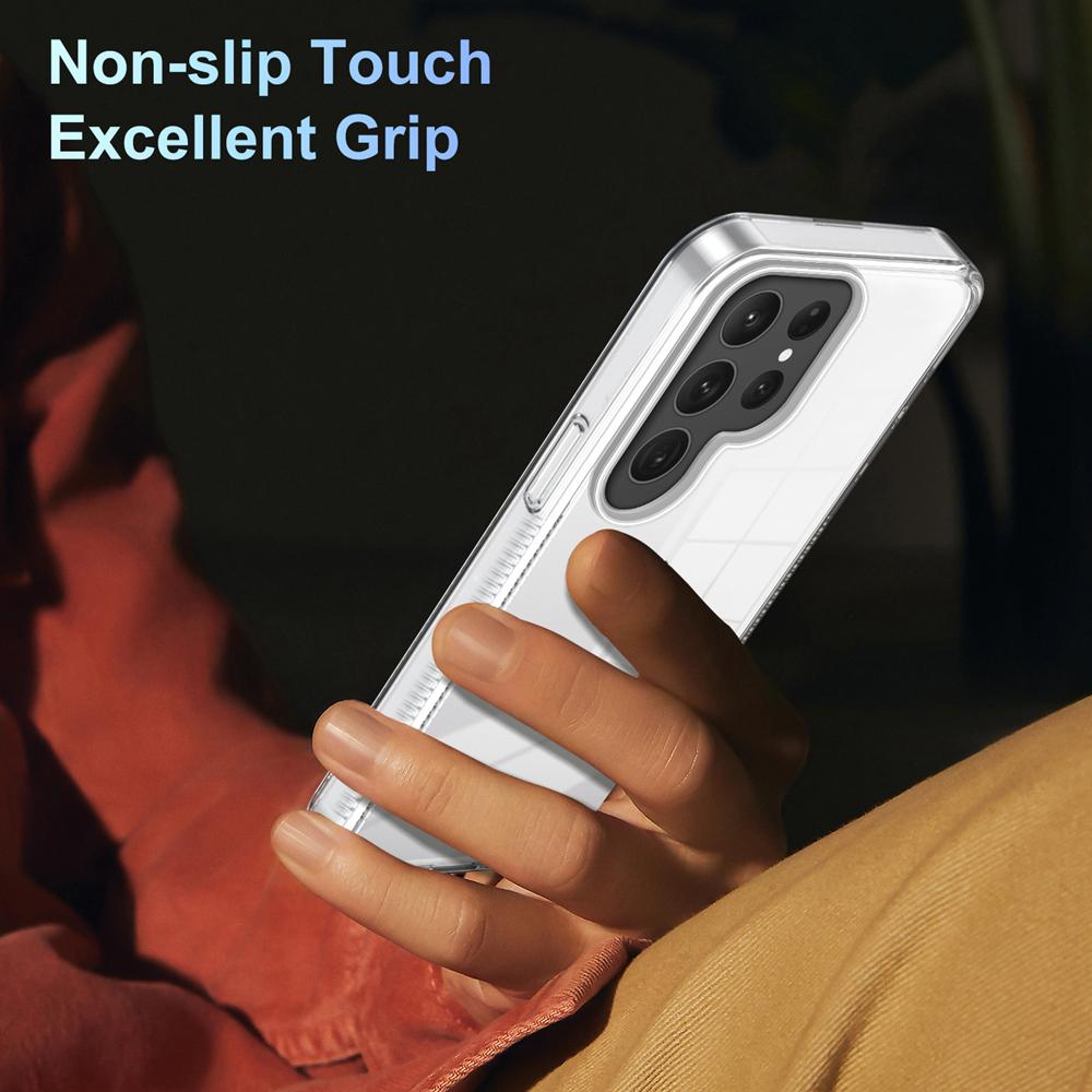 KEYSION Transparent Case for Samsung S24 Ultra 5G S23 FE TPU+PC Anti-slip Clear Shockproof Phone Cover for Galaxy S23 S22 Ultra