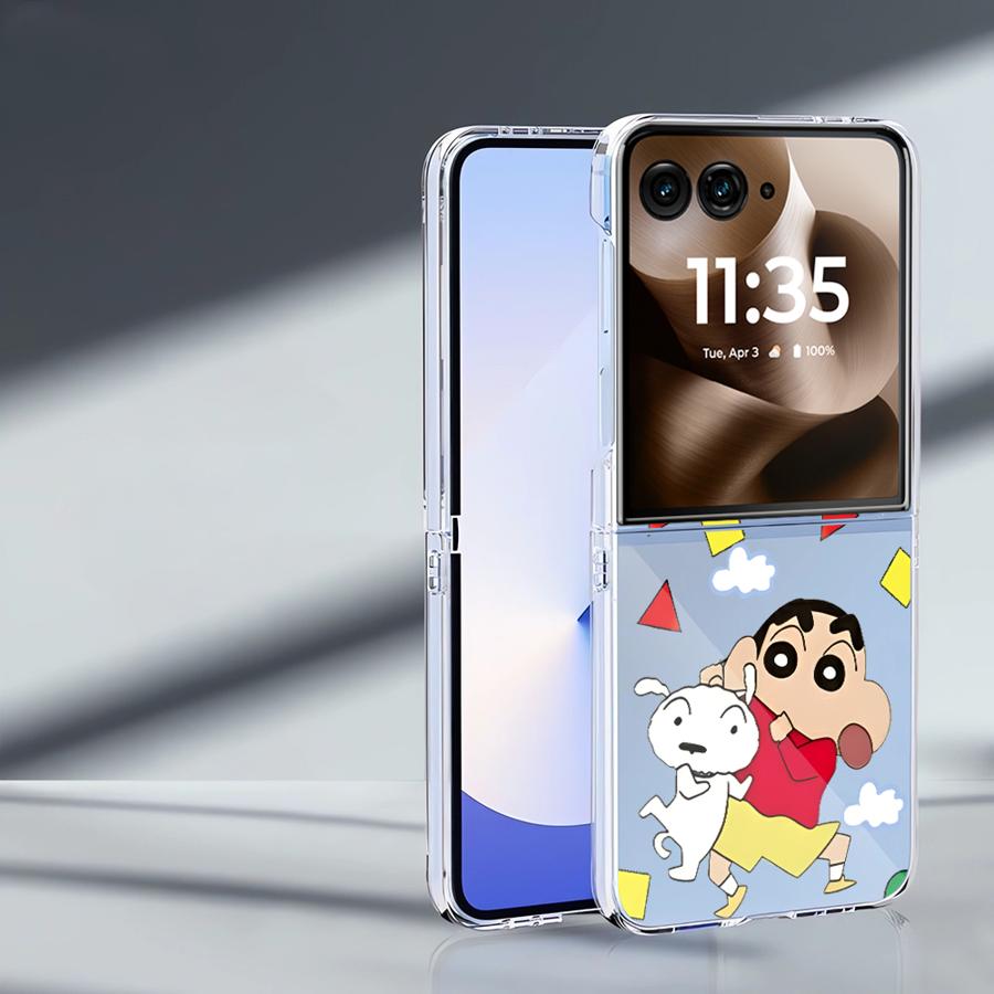 Soft Clear Phone Cover Luxury Funda Case for Motorola Razr 60 Ultra 50 50Ultra 50/60 Frog Crayon Shin Chan