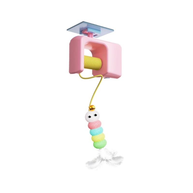 

Entertainment Electric Cats Swing With Bells Feathered Hanging Design For Kitten Stress Relief ABS Plastic Elastic Cord розовый
