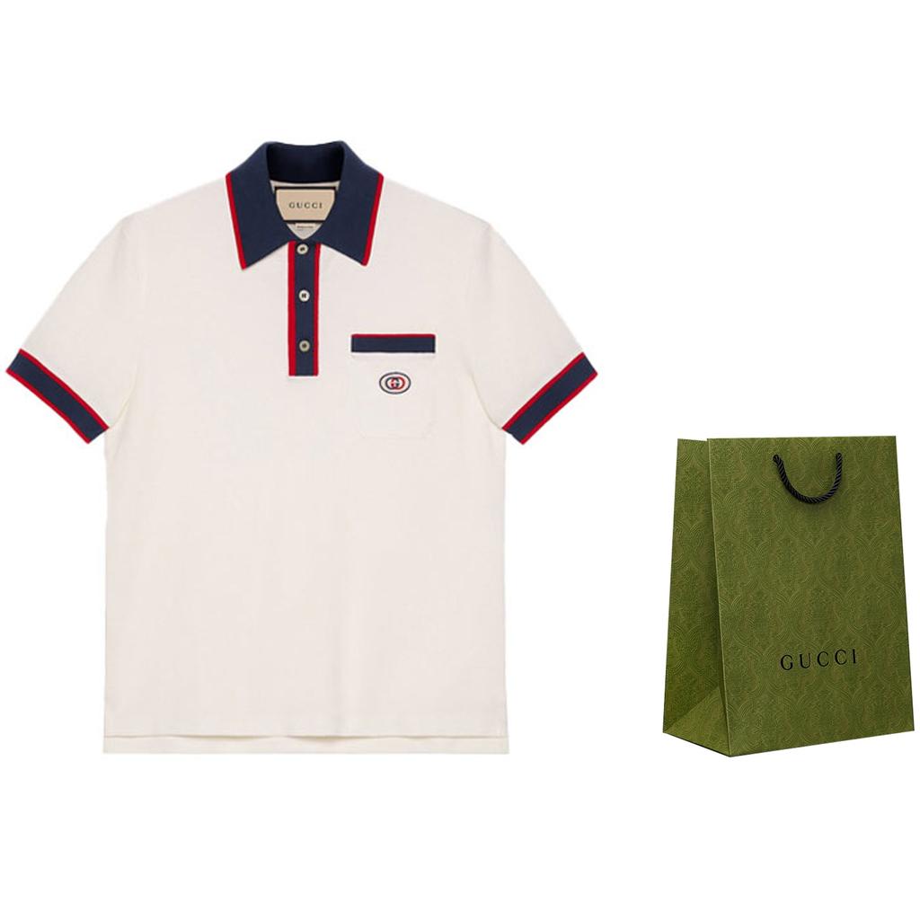 Gucci Cotton Piquet Polo with Interlocking G 'off-white' Men's 653380-XJDF8-9222