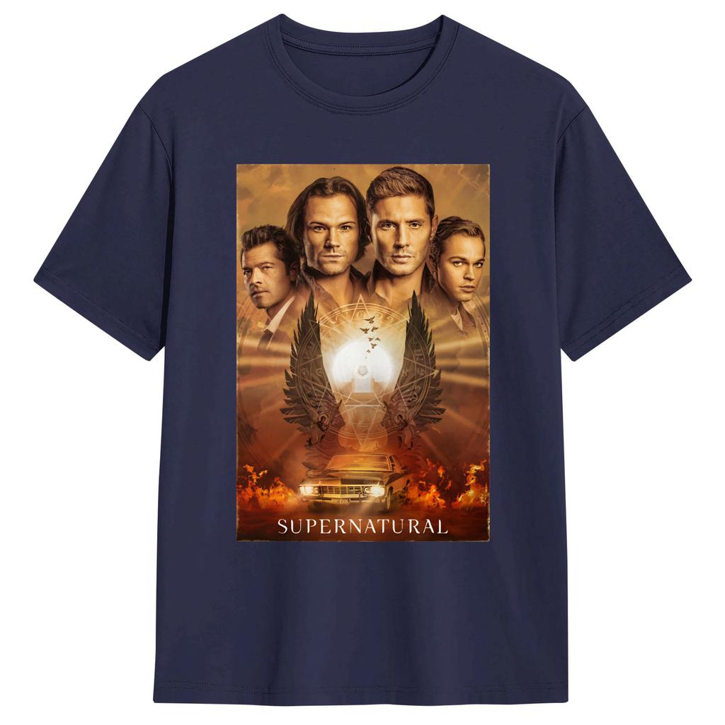 Mens TShirts Impala Supernatural Season Funny 100 Cotton Tee Shirt Short Sleeve T Shirts Round Neck Clothing Plus Size