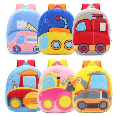 Cute Cartoon Excavator and Dump Truck Plush Backpack for Kids