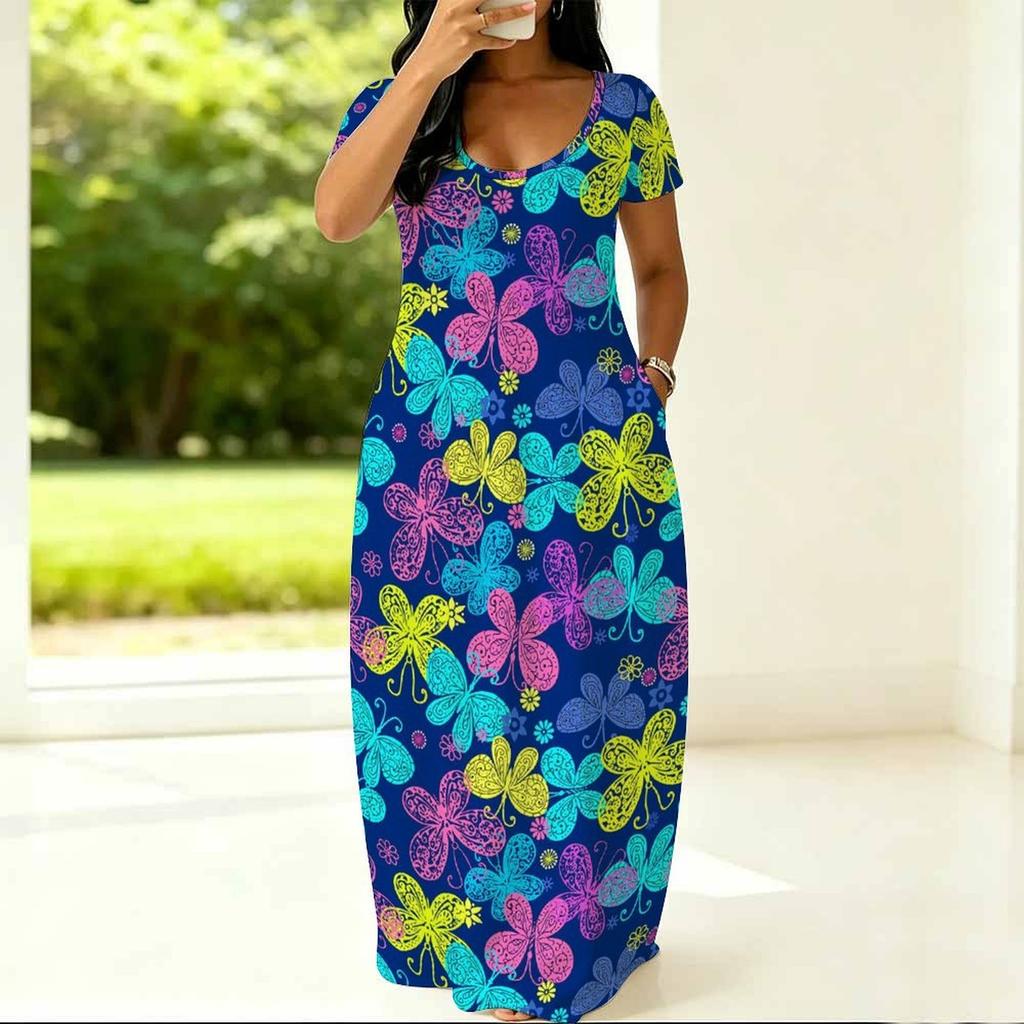 Summer Crew Neck Short Sleeve Tunic For Plus Size Women Loose Comfortable Daily Outfit
