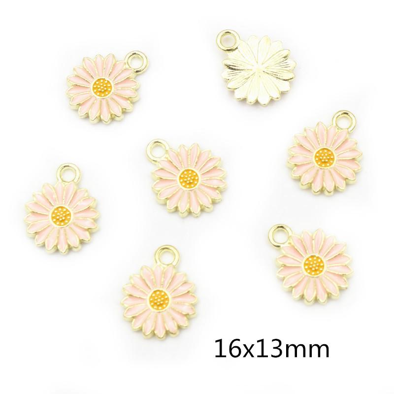 20pcs Enamel Flower Charms Pendant Alloy Metal DIY Jewelry Making Accessories Findings for Earrings Necklace Bracelet