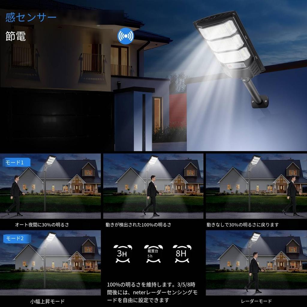 Solar Powered Outdoor Street Light, 8500K Solar Powered Outdoor Light, LED Dawn To Dawn Waterproof Spotlight with Motion Sensor and Remote Control,