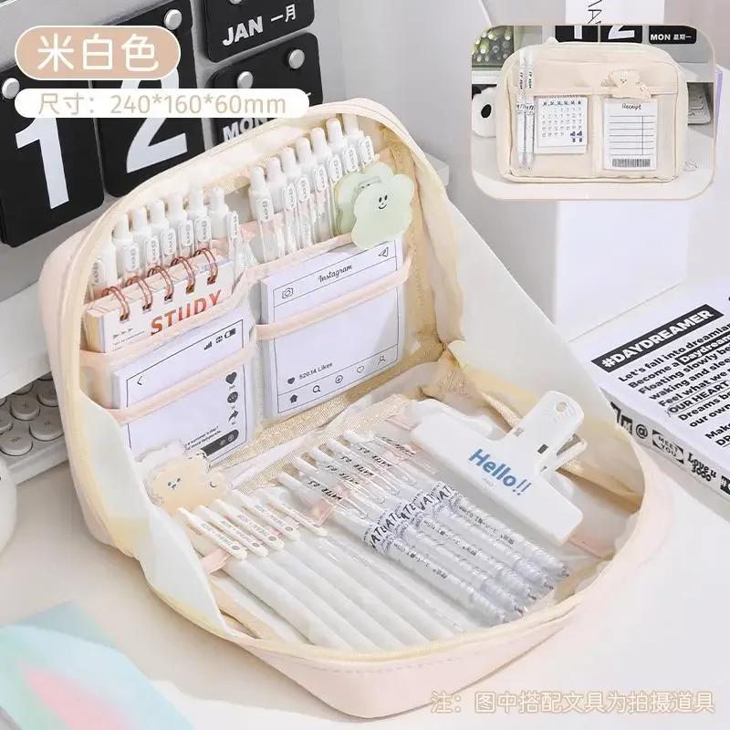 Big Kawaii Cute Pencil Case 90 ° Opening Pencil Pen Bag Pouch Box Holder 12 Pockets Organizer Stationery School Supplies