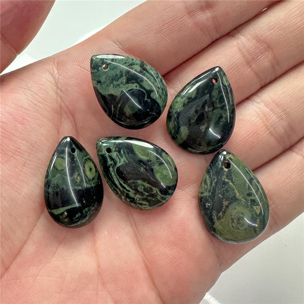 18X25MM Smooth Natural Green Kambaba Water Drop Pendant 1pc