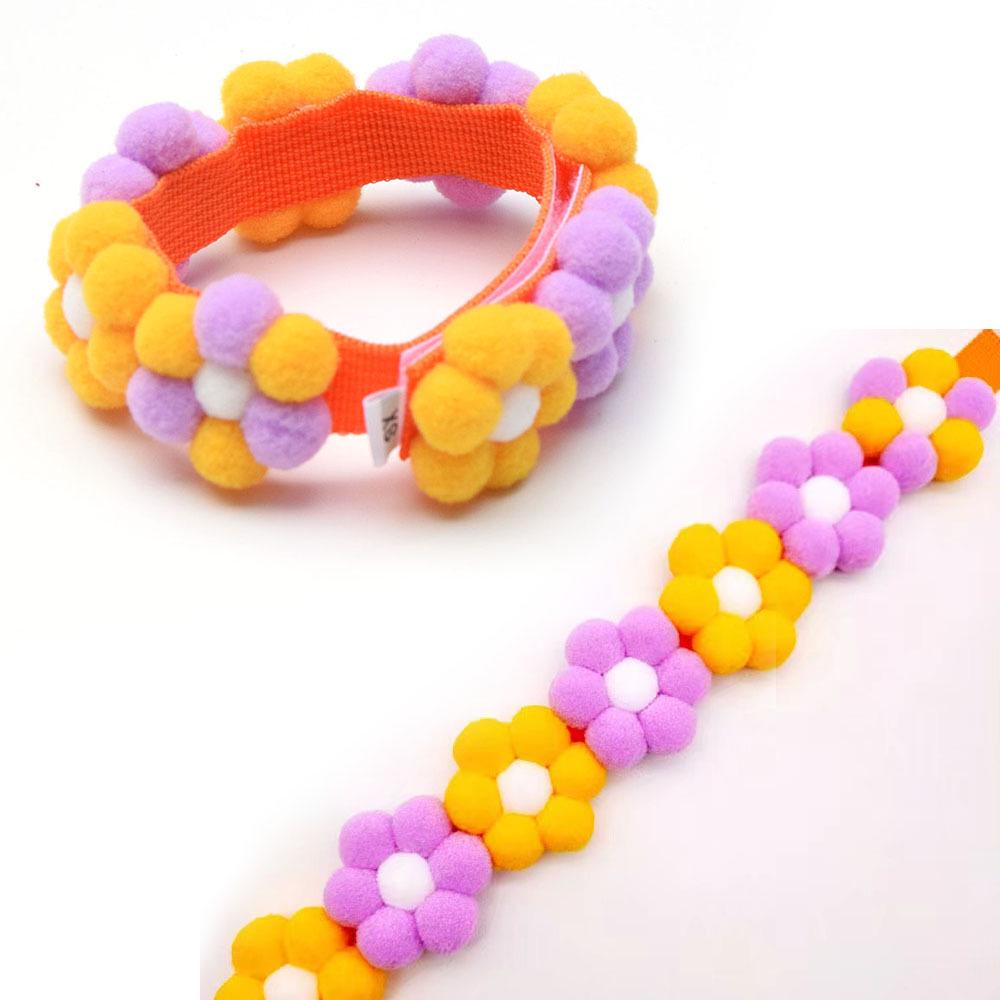 

Регулируемый радужный ошейник для питомца с цветком и меховым помпоном - Милый и мягкий для кошек и собак S (up to 29cm)