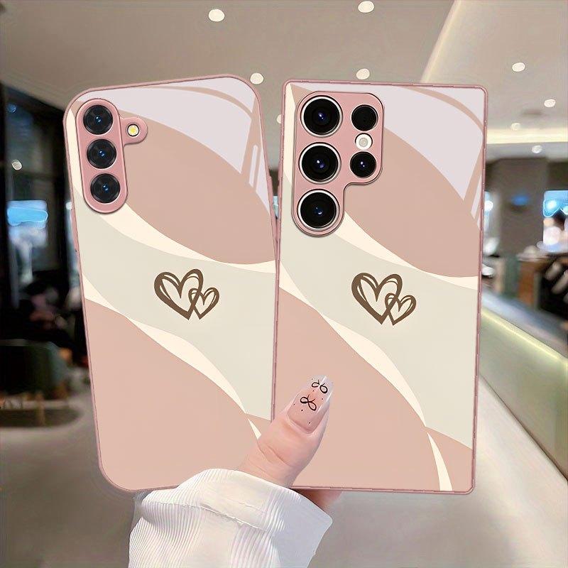 Interwoven Love Printed Pattern Glass Phone Case for Samsung Galaxy S26 S25 S24 S23 S22 S20 fe/plus/Ultra Anti Drop