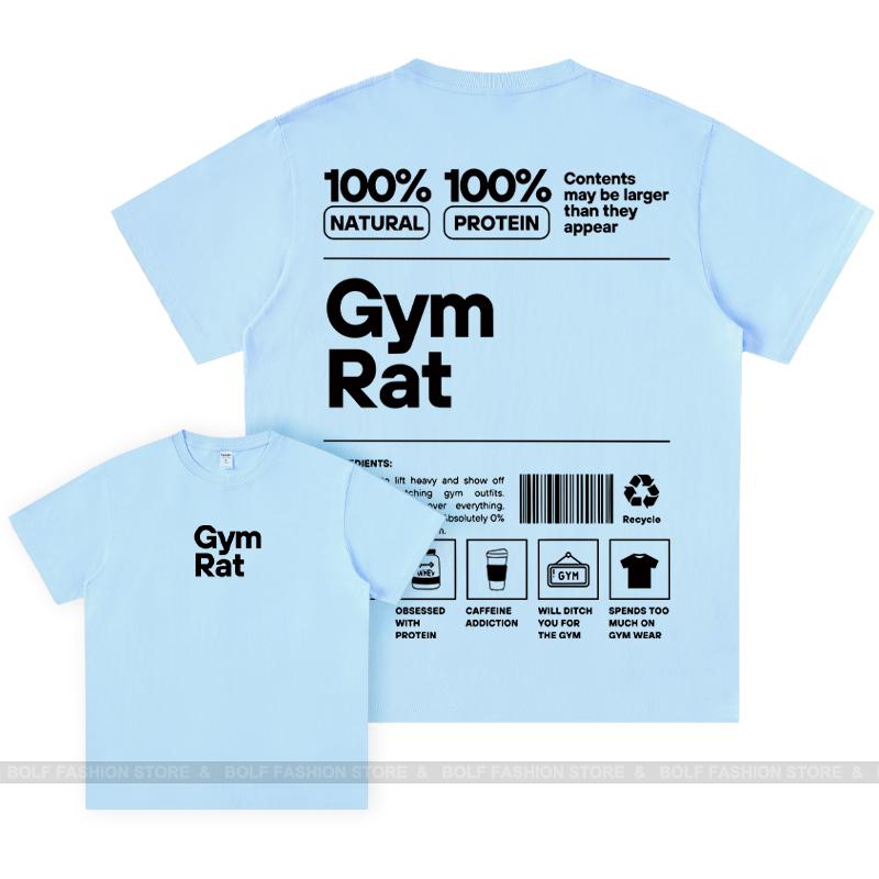 

GYM Graphic 100% Cotton Oversized Big Pattern Double-sided Classic Short Sleeve T-Shirt for Men Women Sportswear Tops Tees M