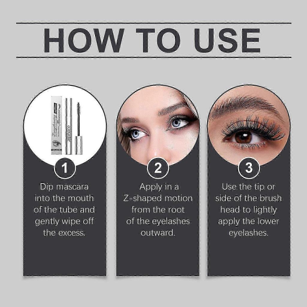 Waterproof Long Mascara - Volumizing, Curling & Natural Look, Sweat-Resistant, Sensitive Eye Friendly, 4ml Travel Size