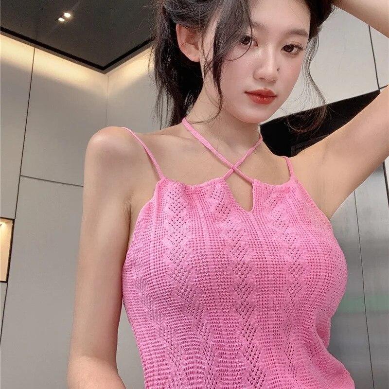 Dámská jednobarevná košilková tílka Sweet Slim Exposed Navel