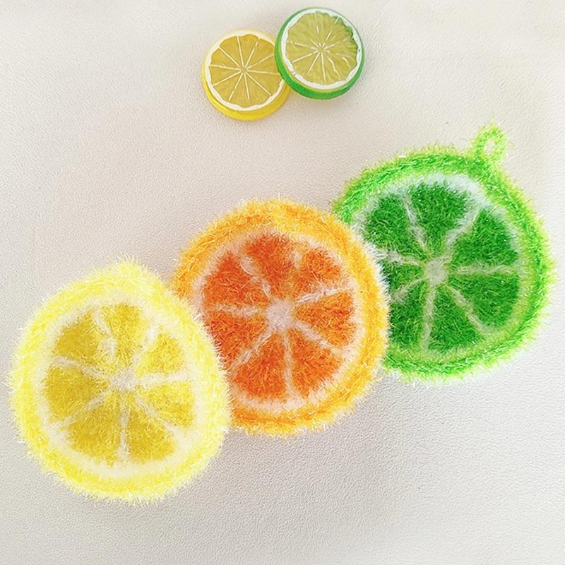 5pcs Lemon-shaped Woven Dishwashing Cloth, Kitchen Cleaning Rag, Non-stick Oil, Non-damaging Pot Rag, Kitchen Cleaning Towel