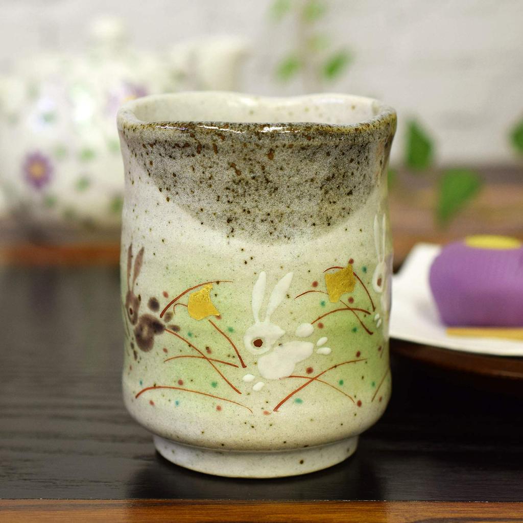 Waza no Kura stylový Kutani Ware čajový šálek Hane Usagi čajová miska keramická značka japonského nádobí narozeninový dárek