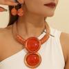 New African Colorful Round Geometry Zircon Set Aluminium Wire Necklace Earrings Set For Women Party Wedding Dress Gifts