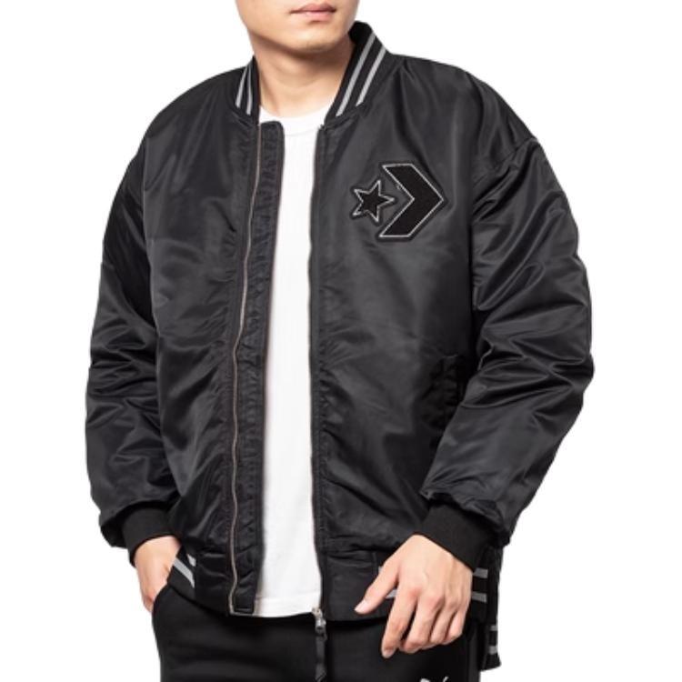 Converse Baseball Jerseys Men's Black Baseball Collar Moderate Straight Fit 10019324-A02