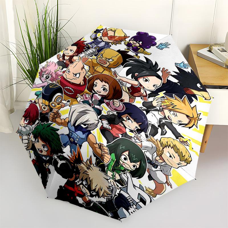 

1pc Outdoor Umbrella with My Hero Academia Characters - Automatic Opening/Closing, Portable 3-Fold Design, 8-Rib Iron Frame - Perfect Gift for Fa