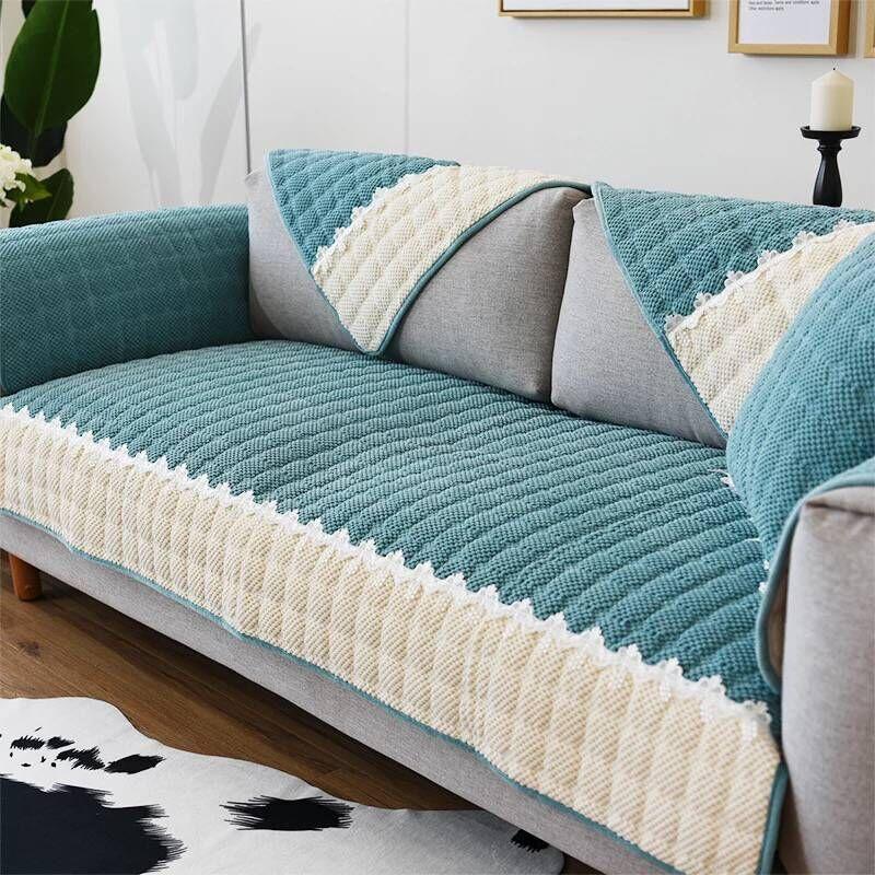 Sofakissen für vier Jahreszeiten, universelles Stoff-Anti-Rutsch-Sitzkissen, verdicktes Plüsch-Wohnzimmer, moderne, einfache Kombination, Sofa-Servietten, mehrfarbig