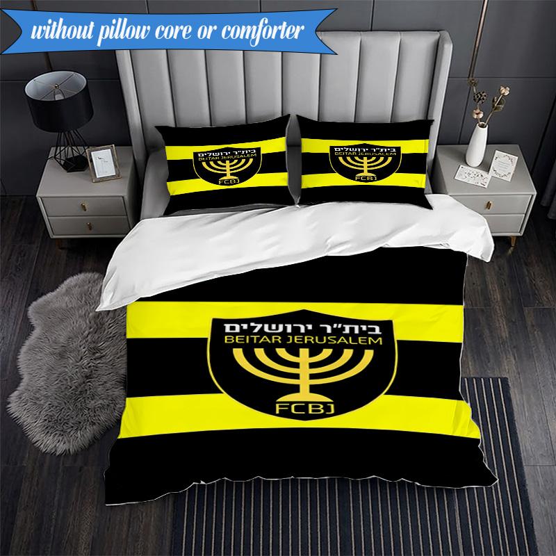 3PCS Beitar Jerusalem Football Club Printed Soft Bedding Set,Including 1pc Duvet Cover And 2pcs Pillowcases Perfect for Bedroom, Dormitory, Fan gift