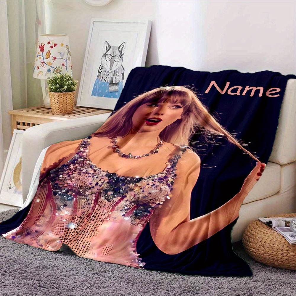 Taylor Swift Glitter Dress Performance Flannel Blanket Soft And Cozy Customizable Name Perfect For All Seasons Sofa Bed Or Outdoors Personalized Gift