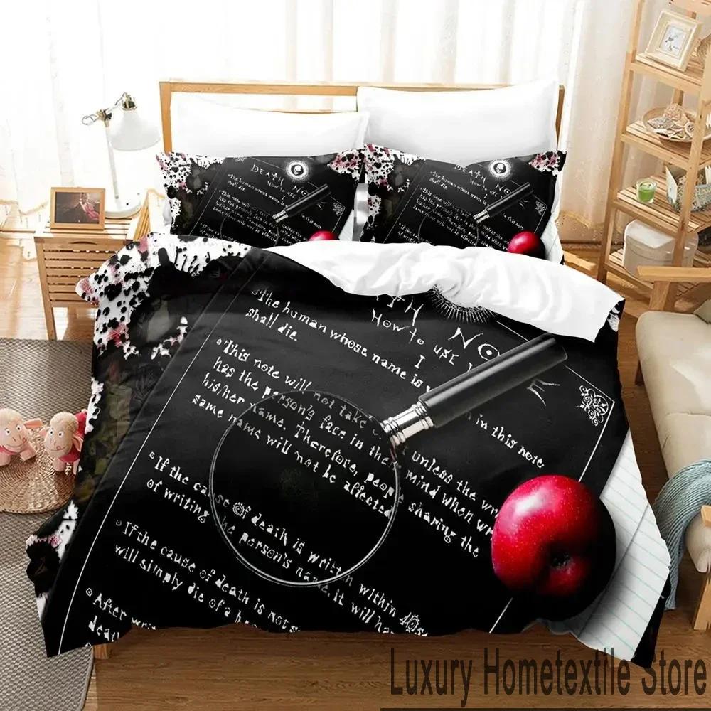 3D Print Death Note Anime Bedding Set Boys Girls Twin Queen King Size Duvet Cover Pillowcase Bed Boys Adult Home Textileextile