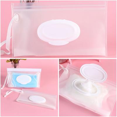 Easy-carry Cleaning Snap Strap Cosmetic Container Mask Case Napkin Storage Pouch Wet Wipes Bag