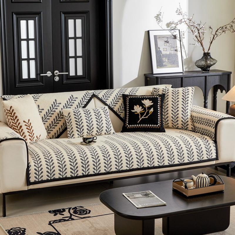 New Autumn And Winter Plush Sofa Cushion Advanced Sense Winter Thickened Seat Cushion Non-Slip Straight Row Sofa Cover Cover Cloth