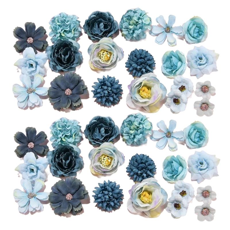 Set mit 40 künstlichen Seidenblumen für Hochzeitssträuße Rosen Pfingstrosen Dahlien Realistische Floralien Tischdekorationen