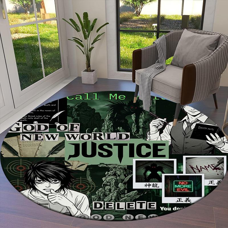 Death Note Round Area Rug Carpet Rug For Living Room Bedroom Sofa Playroom Decor Nonslip Floor Mat