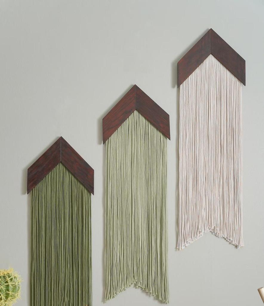 Nordic Style Wooden Cloud Tapestry with Cotton Rope and Tassels - DIY Kit