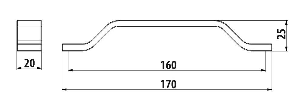 UA107 handle, textured graphite, 160mm