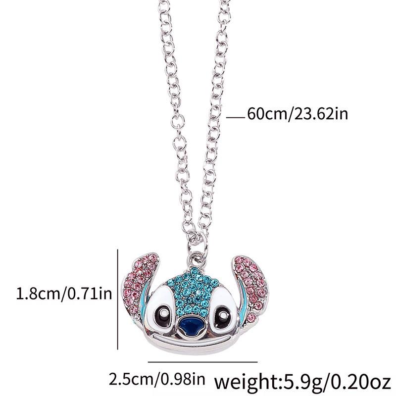 Adorable Cartoon Stitch Rhinestone Pendant Necklace For Fashionable Holiday Gift
