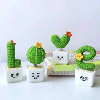 4 Pcs Mini Cactus Valentine's Day Gift Creative Small Fresh Cactus Decoration Resin Plant Small Pot Car Decoration