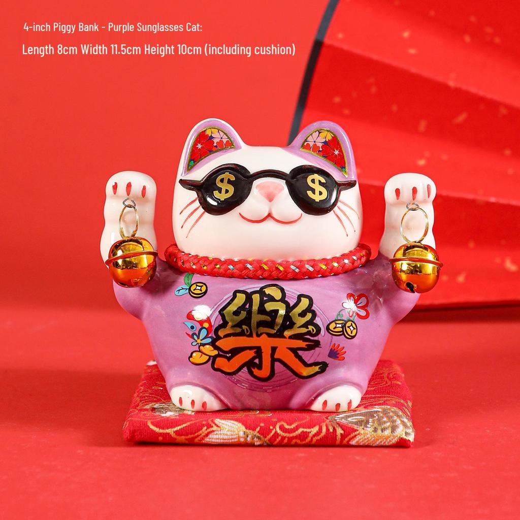 Creative Ceramic Lucky Cat Piggy Bank - Chinese Style Fortune Decor Gift